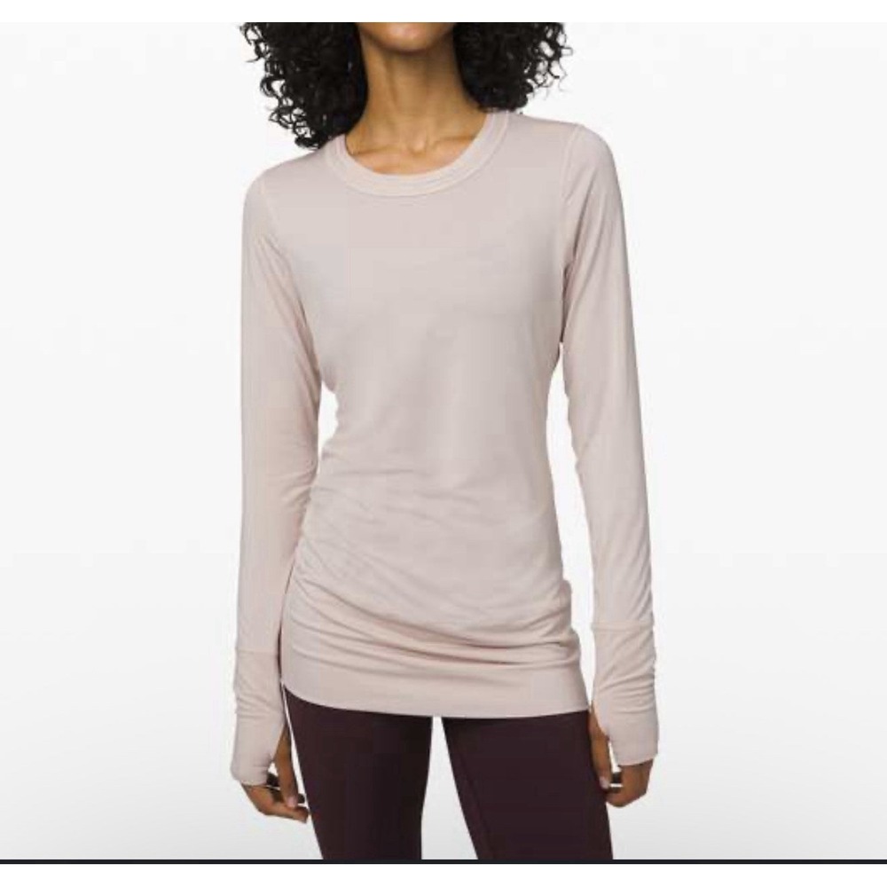 LULULEMON Rule the Day Long Sleeve Top Pink Stretch Jersey Soft Longline Sz 6